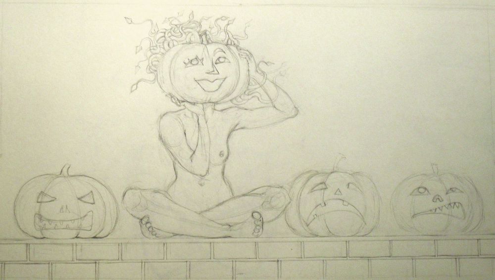 Medusa and the Pumpkins - Sketch for October 2014