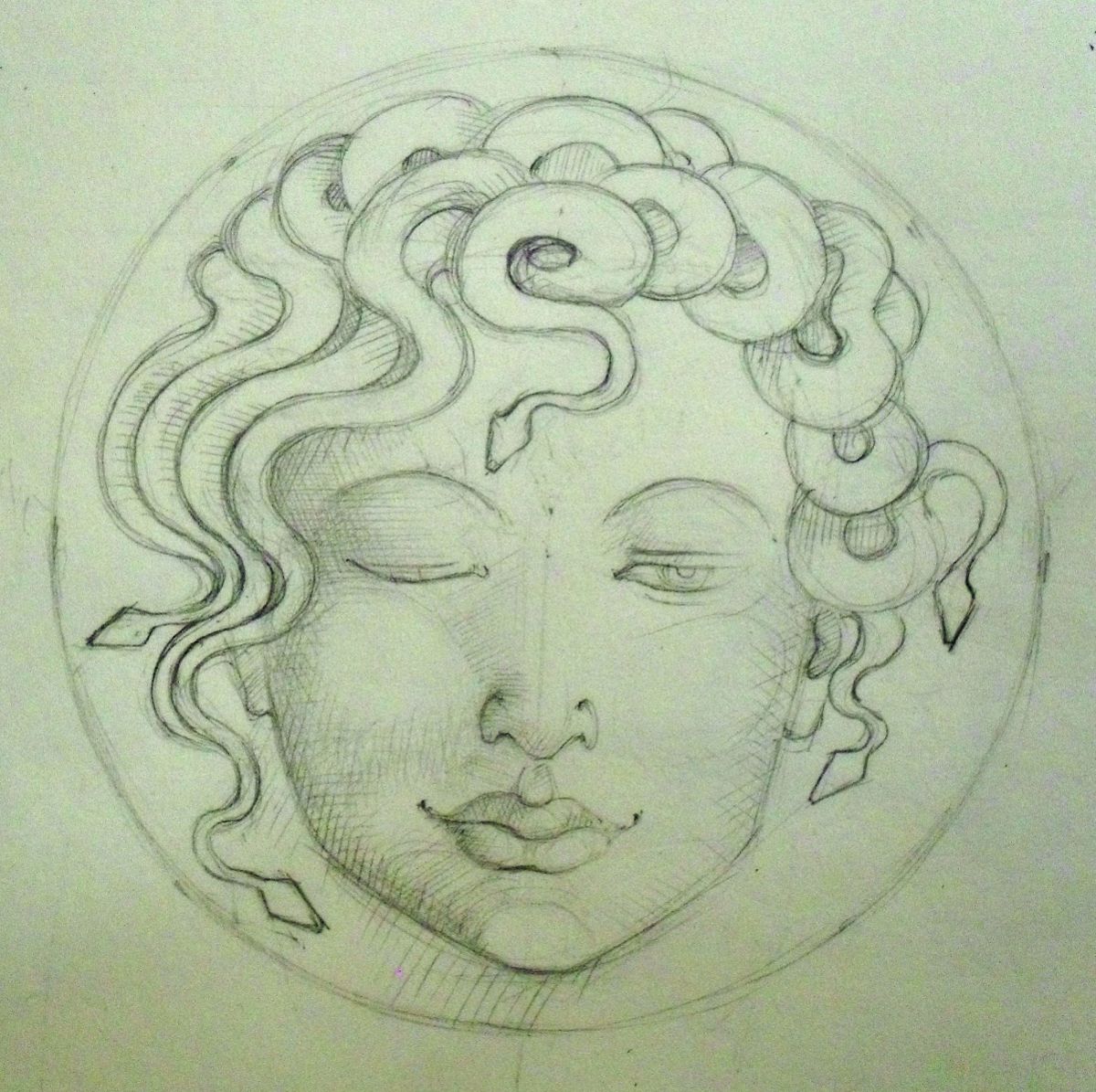 My sketch for the Medusa plaque